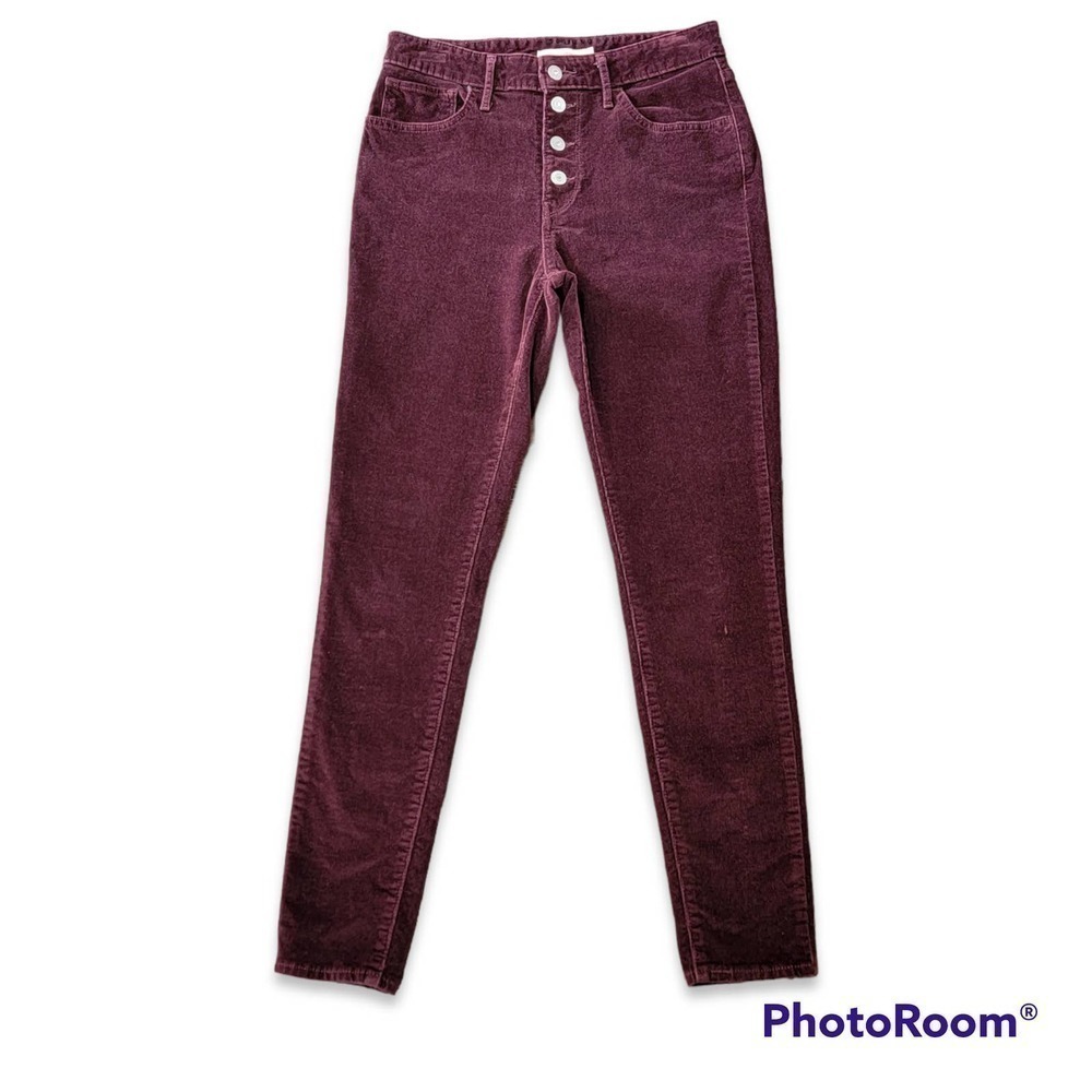 Levis 721 high rise skinny burgundy corduroy pants